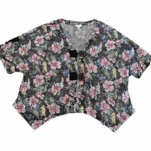 Coral Bay Coverup Women’s Size 3X Floral Print Sparkly Sequins Short Sleeve